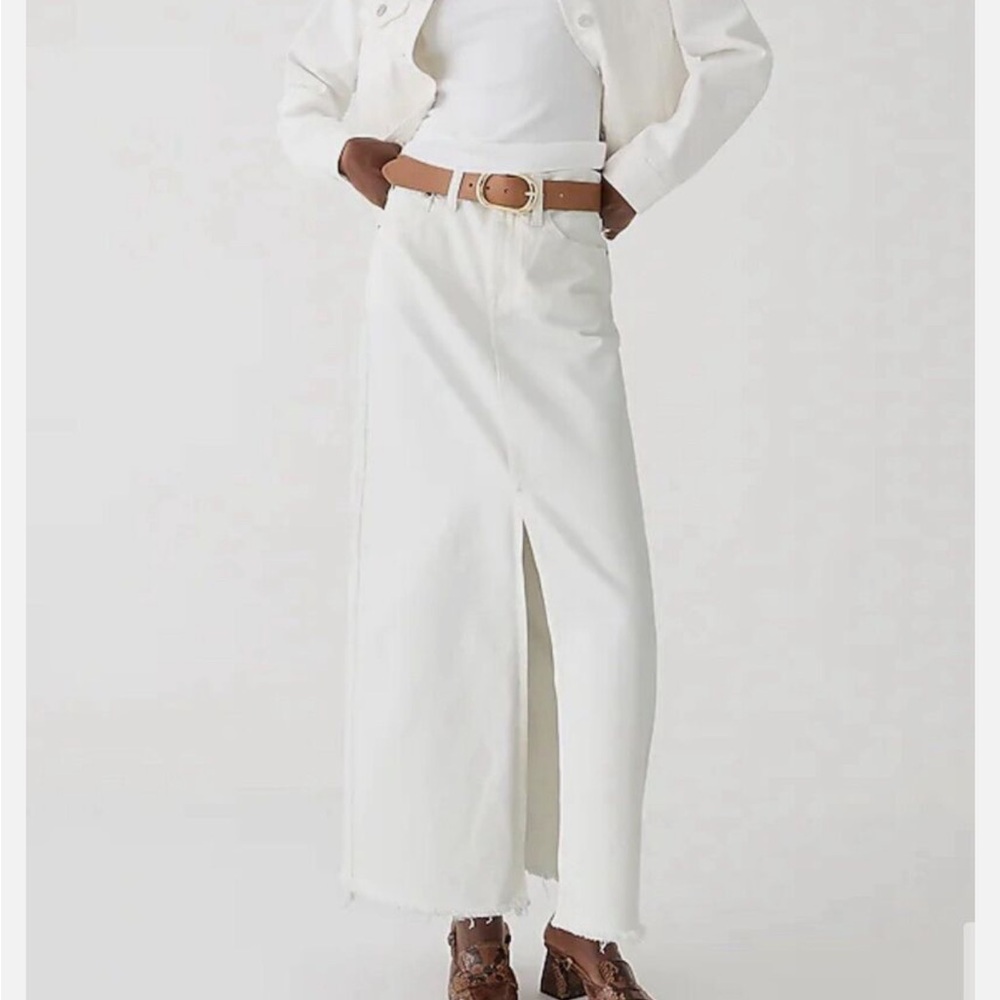 Jcrew White Denim Skirt